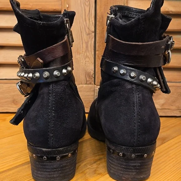 SALE!! A.S.98 CHESTER Black Sueded Leather Short Boots - Picture 9 of 14